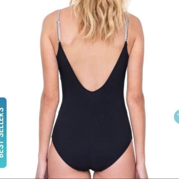 Gottex Prism Black and White V-Neck Lingerie High Back One Piece Swimsuit - Picture 2 of 3